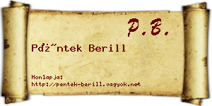 Péntek Berill névjegykártya
